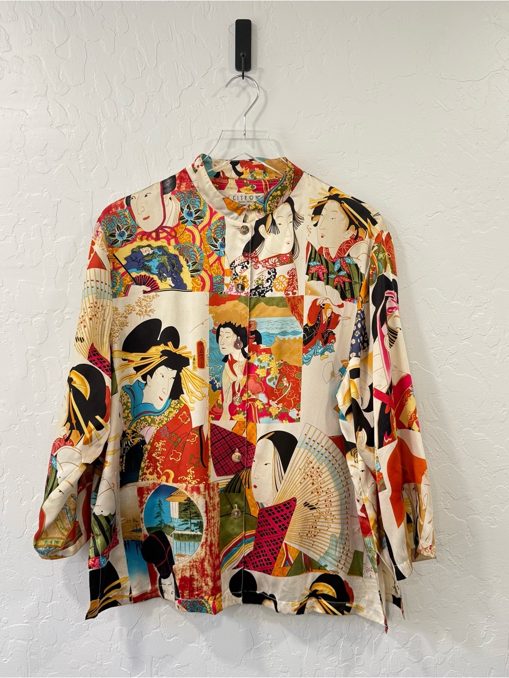 Citron Santa Monica Geisha Silk Blouse Size XL